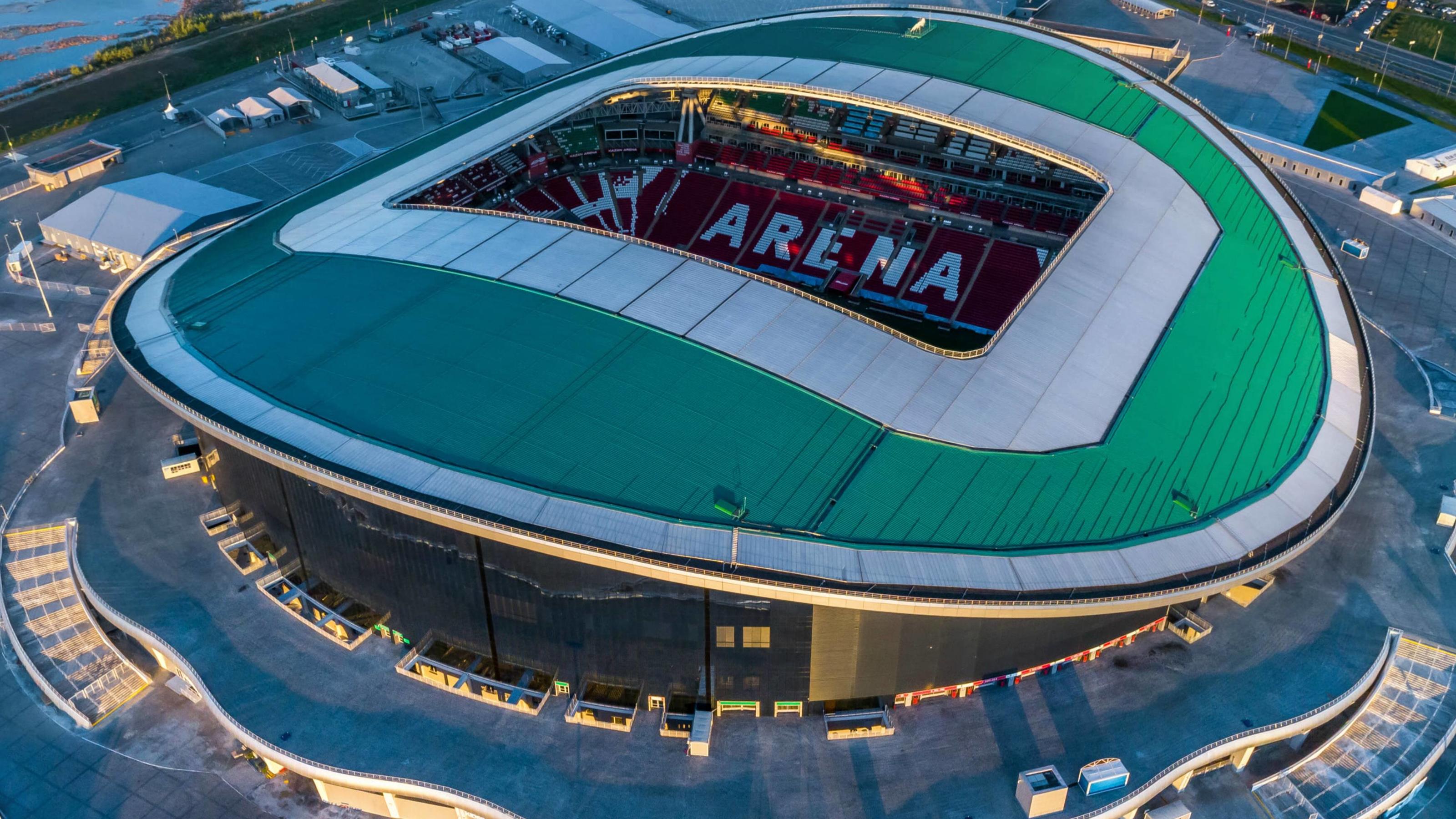 Die Wetterextreme und das Klima der Spielorte der WM 2018 in Russland WM 2018 Sportstätte, Kasan-Arena, Kasan Aerial image of Kazan Arena, Kazan, Russia. AirPanoxLLC PUBLICATIONxINxGERxSUIxAUTxHUNxONLY