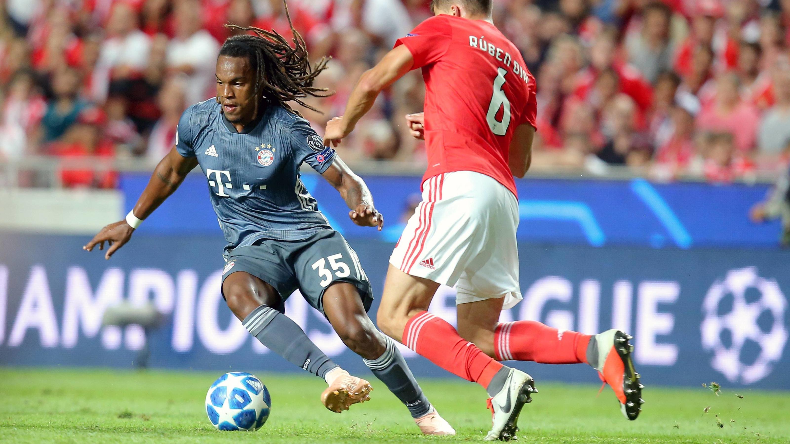 Champions League: Sanches sorgt für Gänsehaut-Moment - ordentlicher Start von 1899 Hoffenheim Renato Sanches (FC Bayern Muenchen 35) Ruben Dias ( Benfica Lissabon 6 ), Benfica Lissabon vs FC Bayern Muenchen , Fussball, Champions League Gruppenphase, 19.09.2018 Benfica Lissabon vs FC Bayern Muenchen vs , Fussball, Champions League Gruppenphase