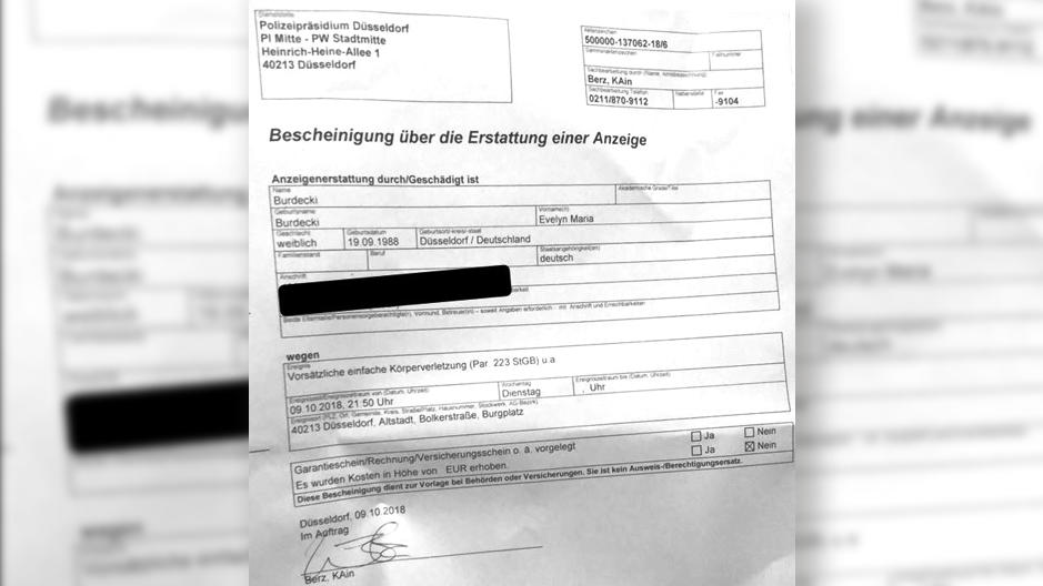 Evelyn Burdecki unter Schock: Ein Fremder wollte ihr einen Schlag ins Gesicht verpassen Evelyn Burdecki erstattete Anzeige gegen unbekannt.