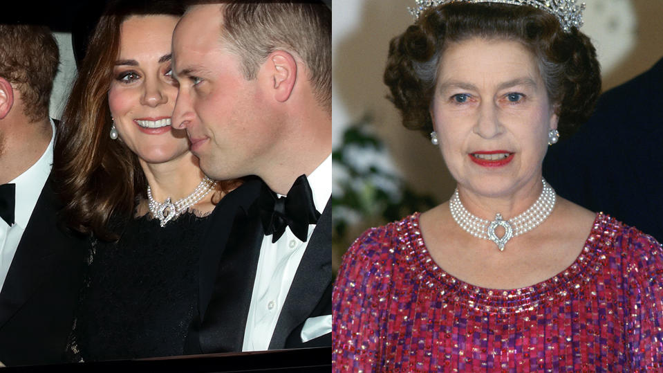 Zum 70. Hochzeitstag der Queen: Herzogin Kate wird eine besondere Ehre zuteil Herzogin Kate trägt eine besondere Halskette