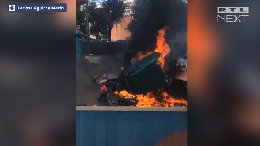 Texas: Mann rettet sich aus brennendem Truck Texas: Mann rettet sich aus brennendem Truck